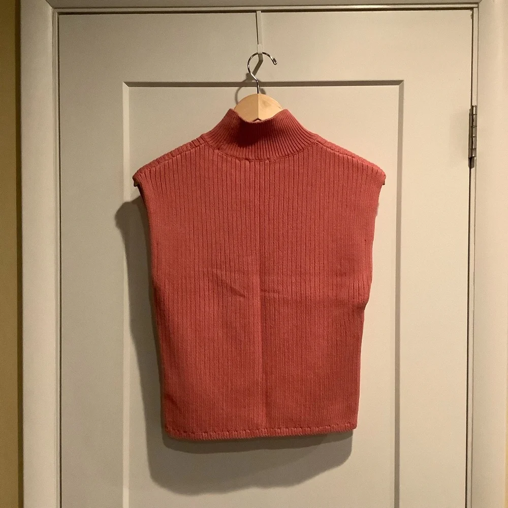 Express Coral Sleeveless Turtleneck Sweater